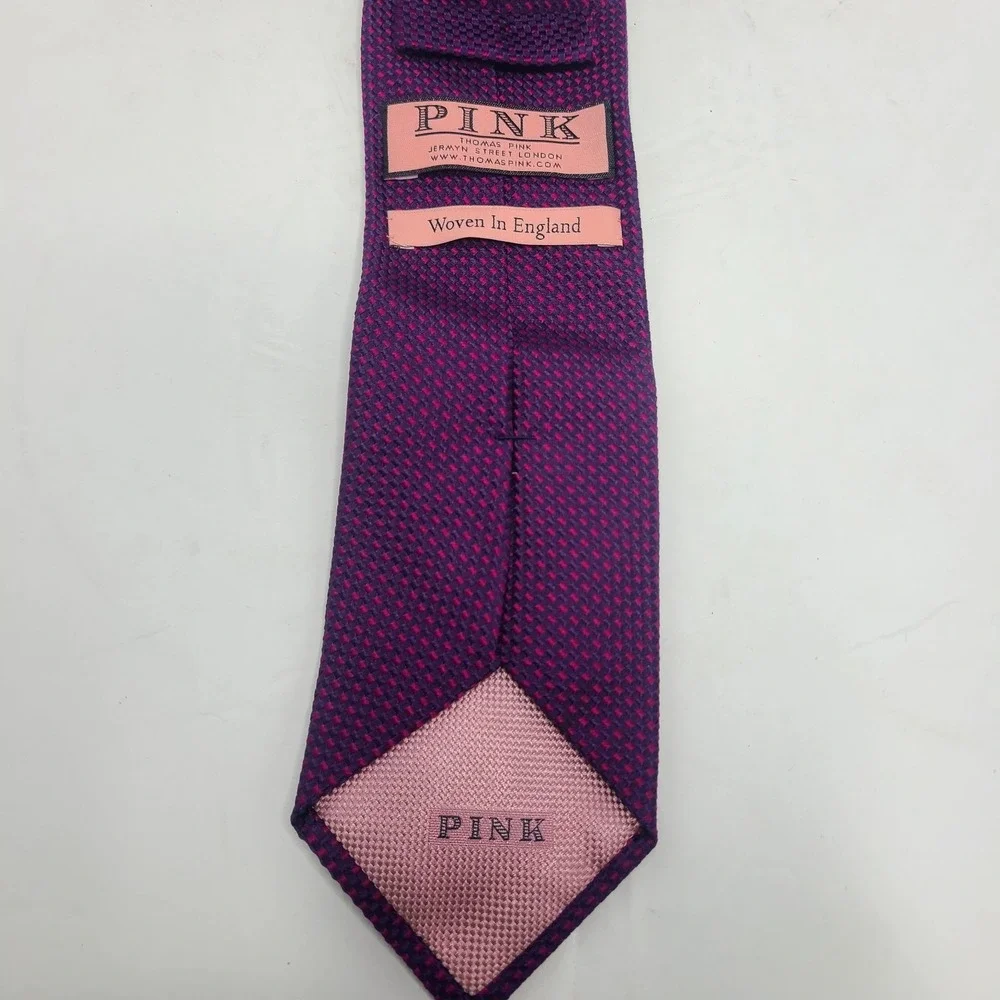 Thomas Pink Purple Geometric Silk Tie Made In England Necktie 3in